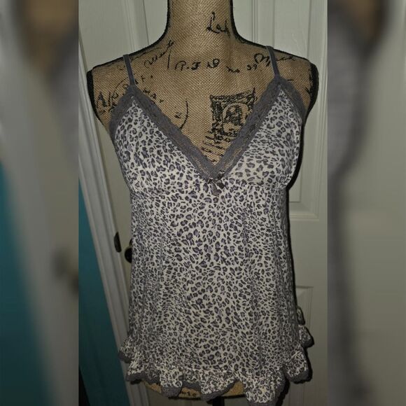 René Rofé Sleepwear Medium Leopard Print Babydoll Camisole Top - Picture 1 of 3
